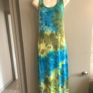 T-back watercolor MAXI dress EUC